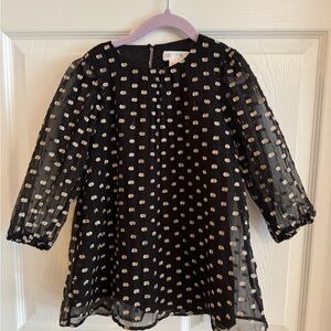 Zara Black and Gold Blouse with Sheer Elegance